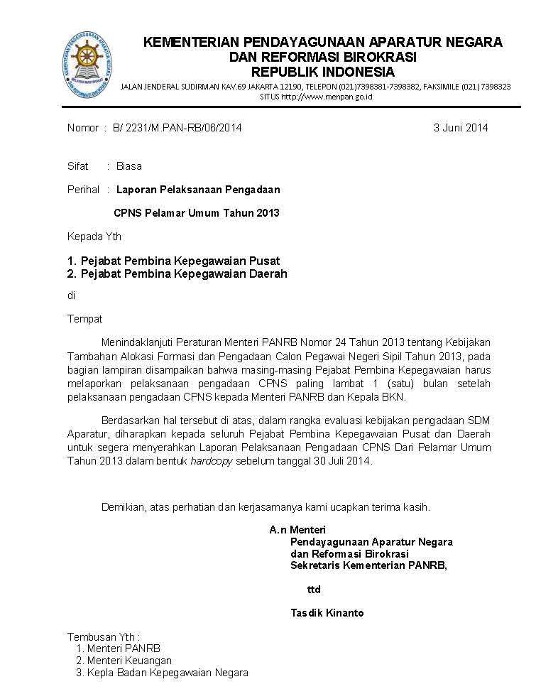 20140604a Laporan Pengadaan CPNS Pelamar Umum Tahun 2013