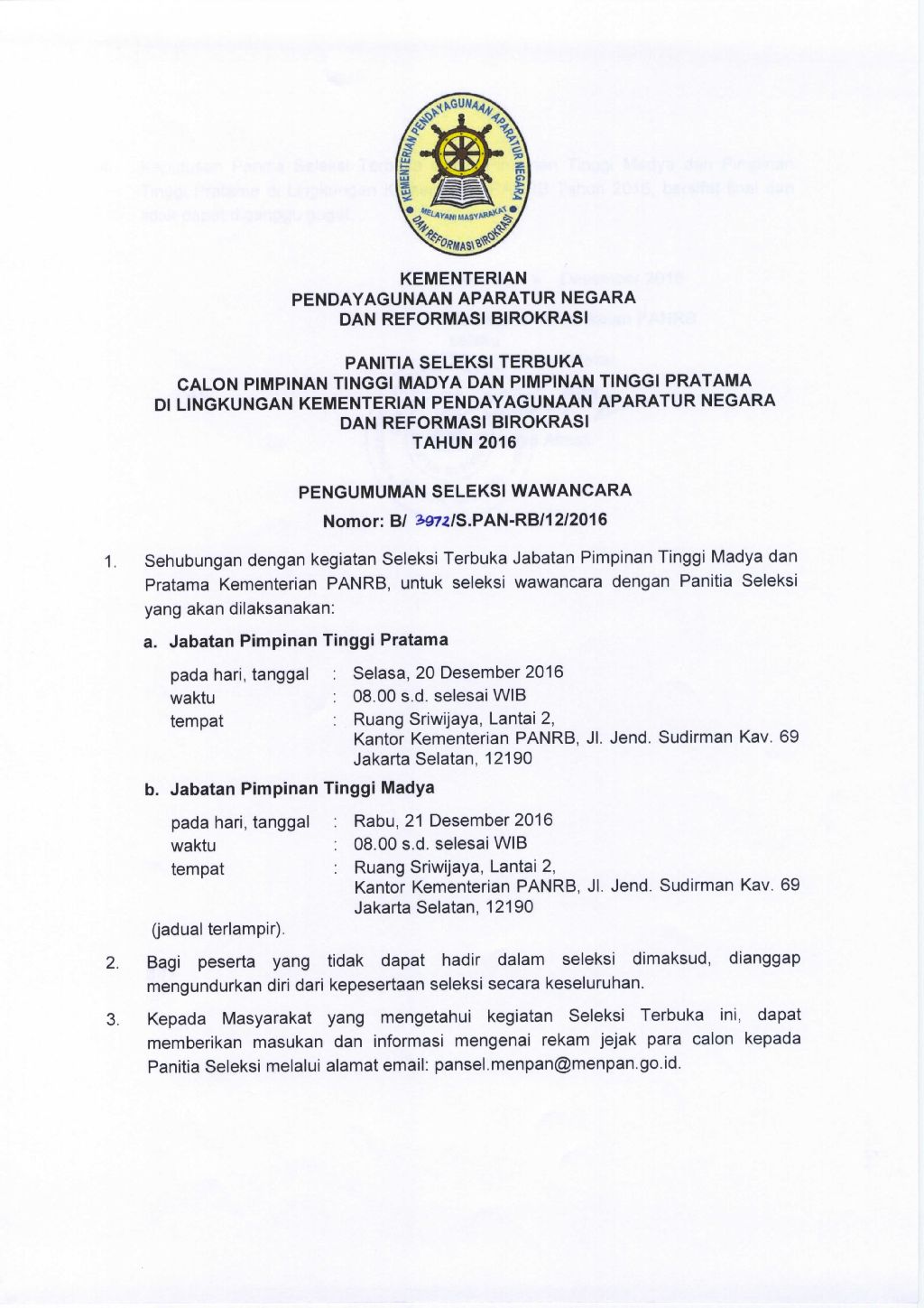 20161206 Pengumuman Seleksi Wawancara Page 1