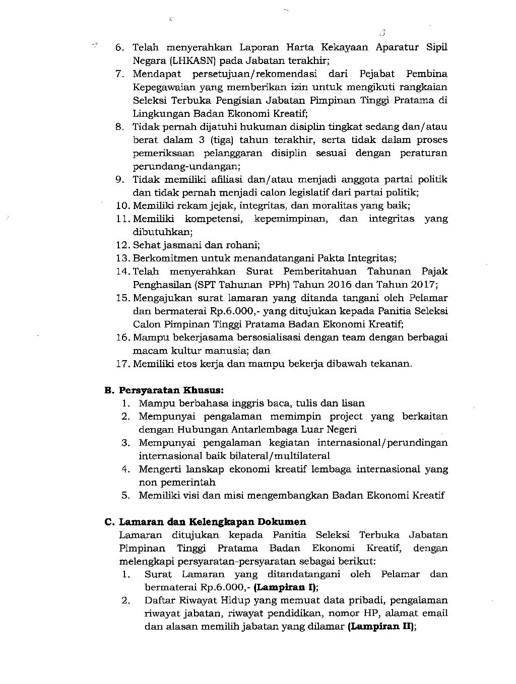 20180112 Pengumuman Seleksi Terbuka JPT pratama bekraf Page 2