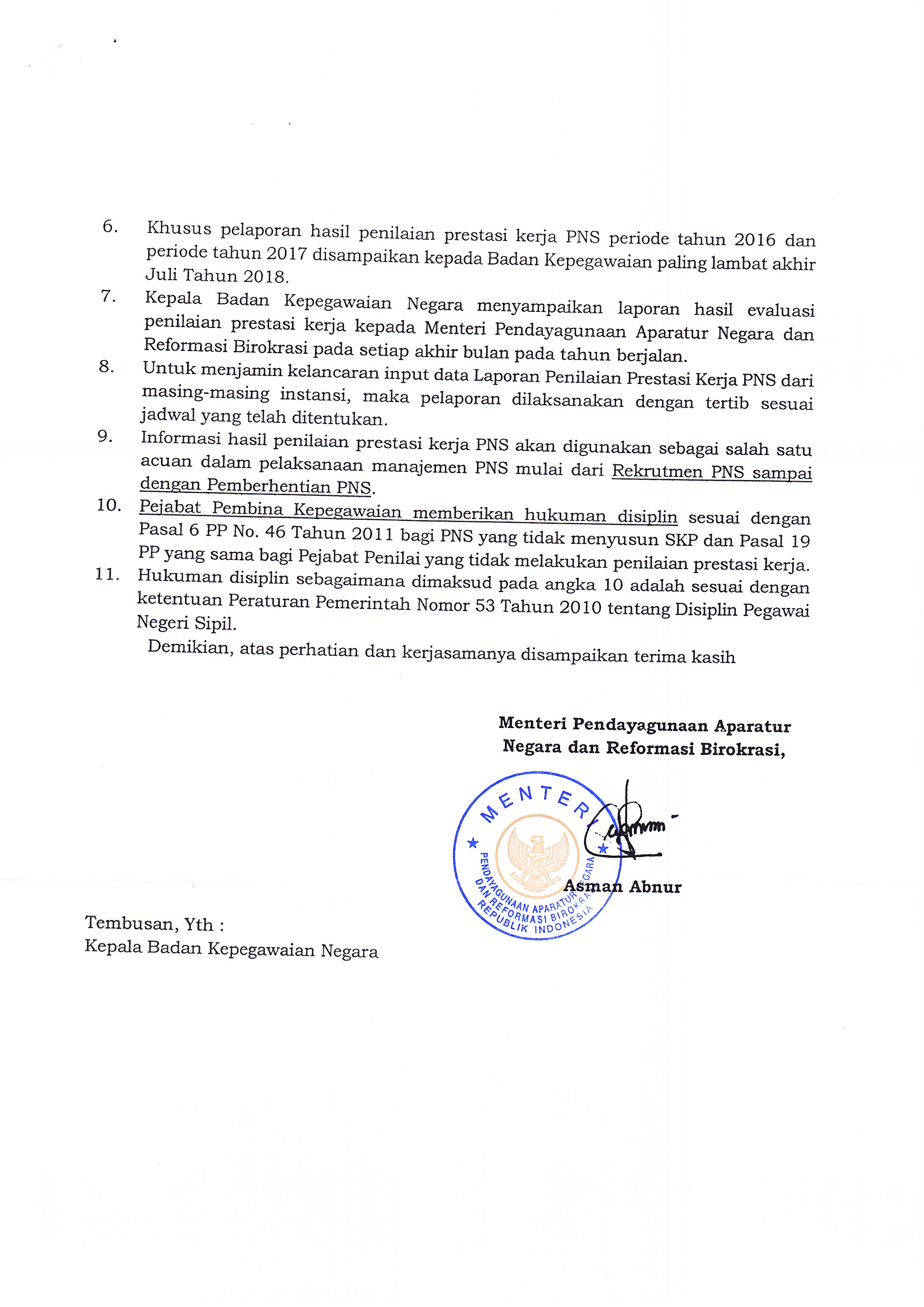 20180726 Surat Menteri Penilaian Prestasi Kerja PNS Tahun 2017 Page 2