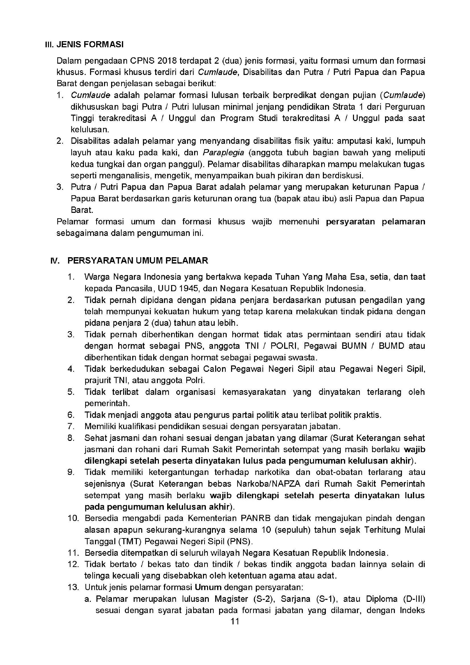 20180925 Revisi Pengumuman Penerimaan CPNS Kementerian PANRB Tahun Anggaran 2018 Page 11