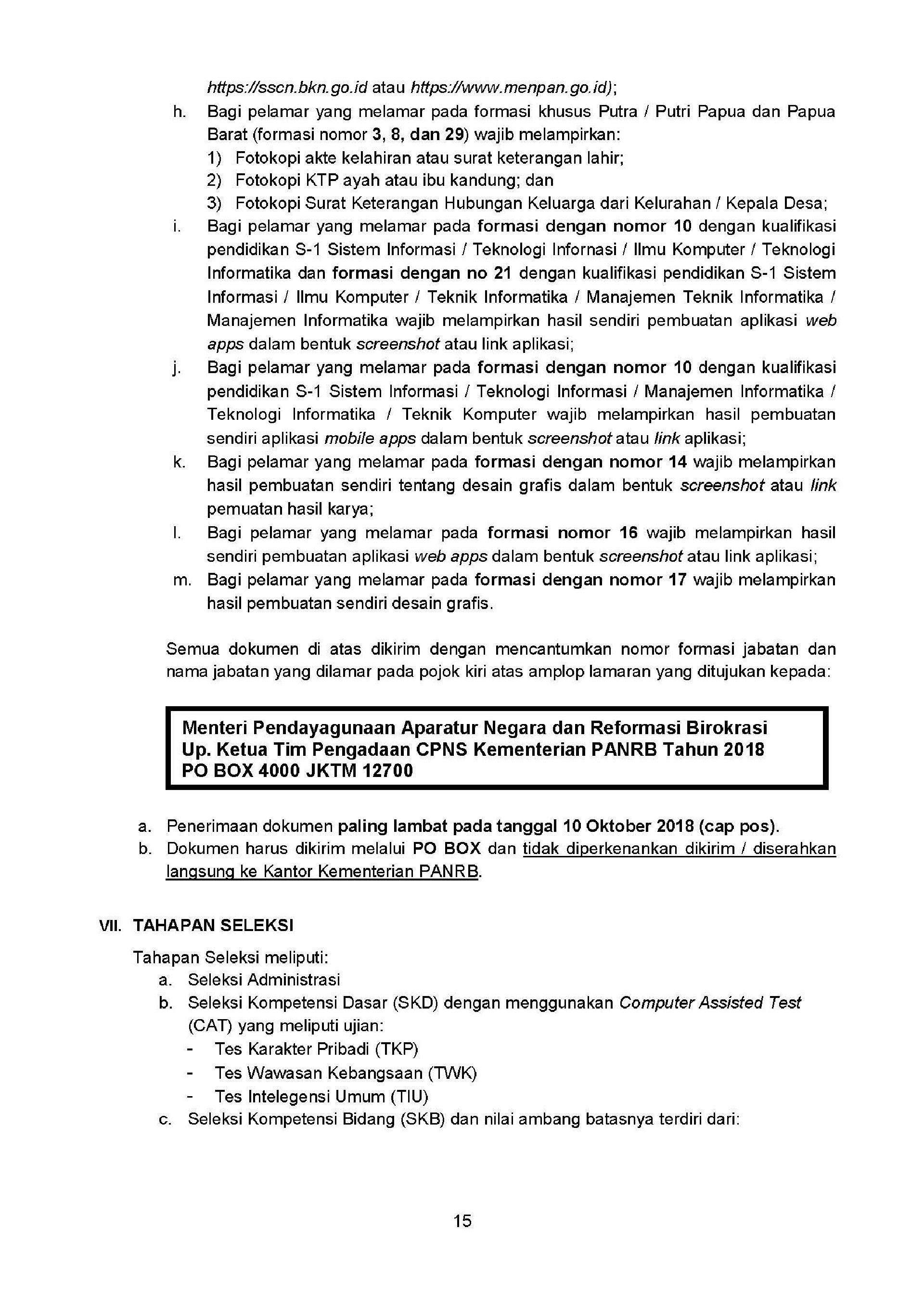 20180925 Revisi Pengumuman Penerimaan CPNS Kementerian PANRB Tahun Anggaran 2018 Page 15