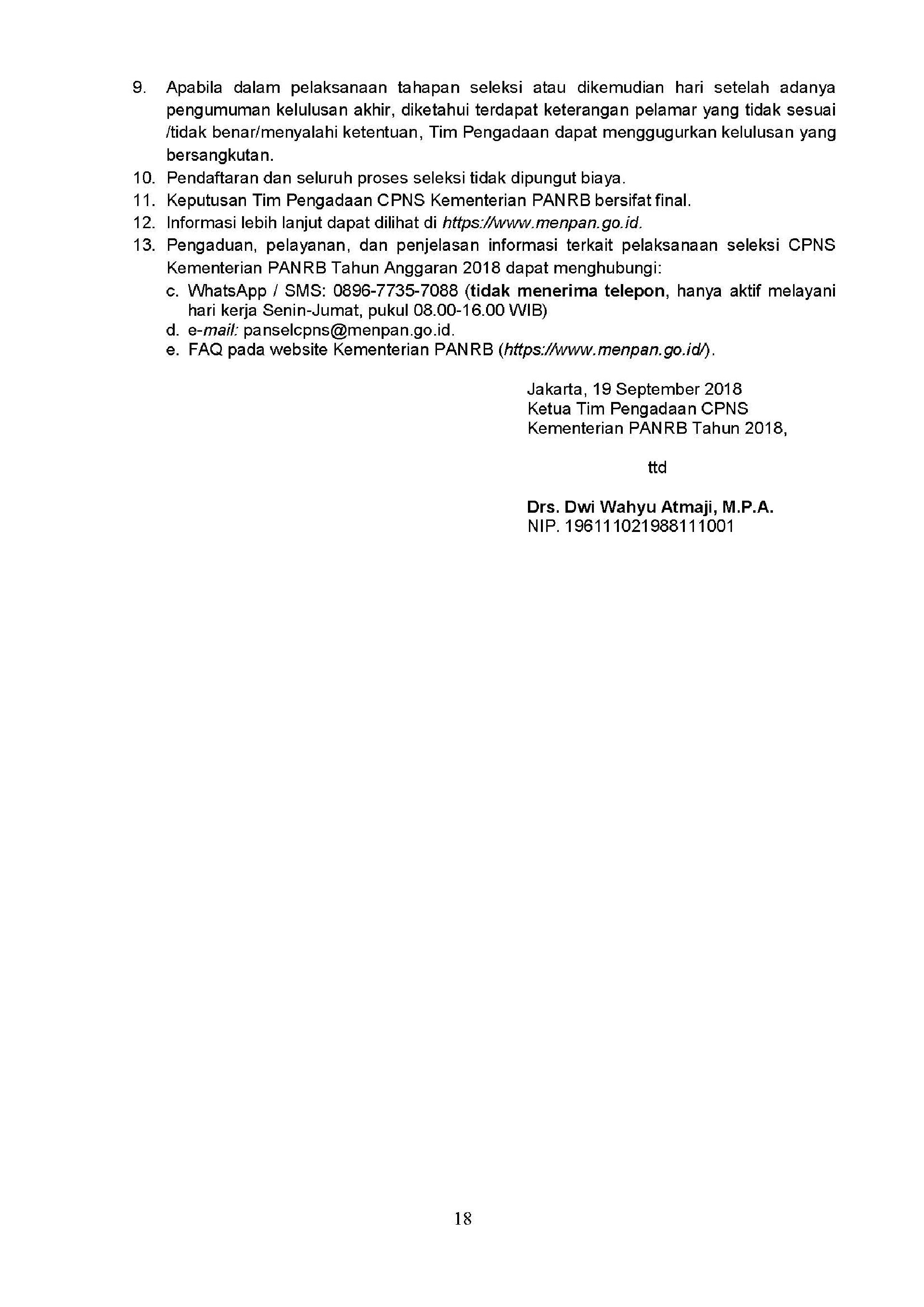 20180925 Revisi Pengumuman Penerimaan CPNS Kementerian PANRB Tahun Anggaran 2018 Page 18