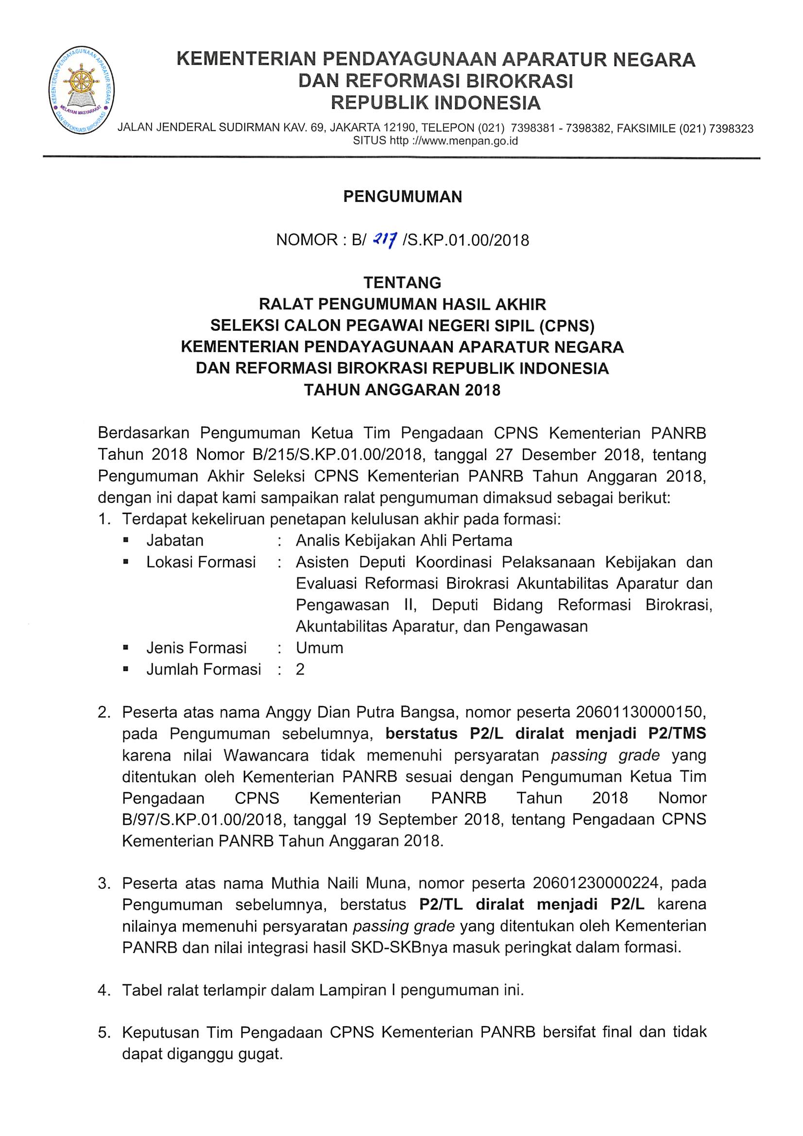 20181228 Ralat Pengumuman Hasil Akhir CPNS 2018 Page 1
