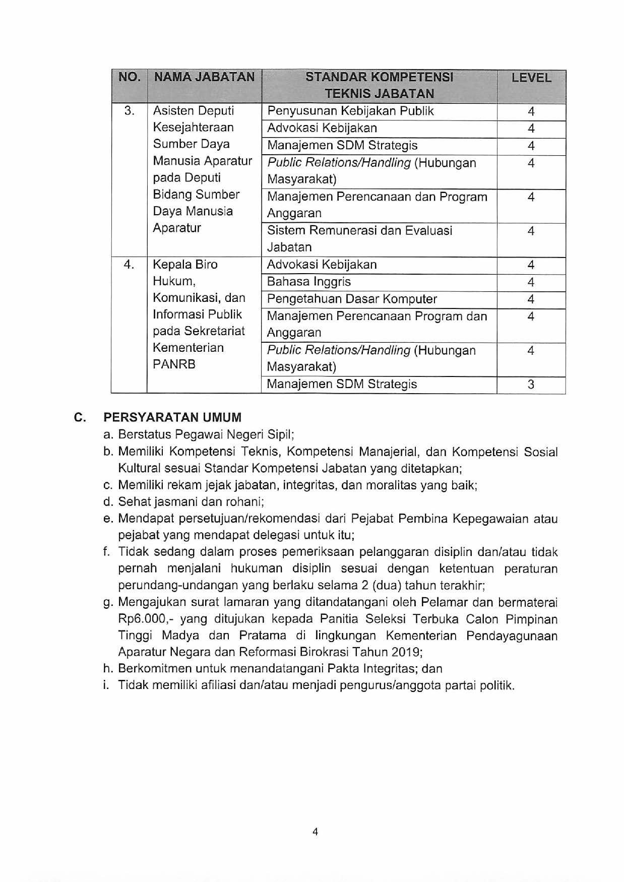 20190429 Pengumuman Seleksi Terbuka JPT Kementerian PANRB 2019 Page 4