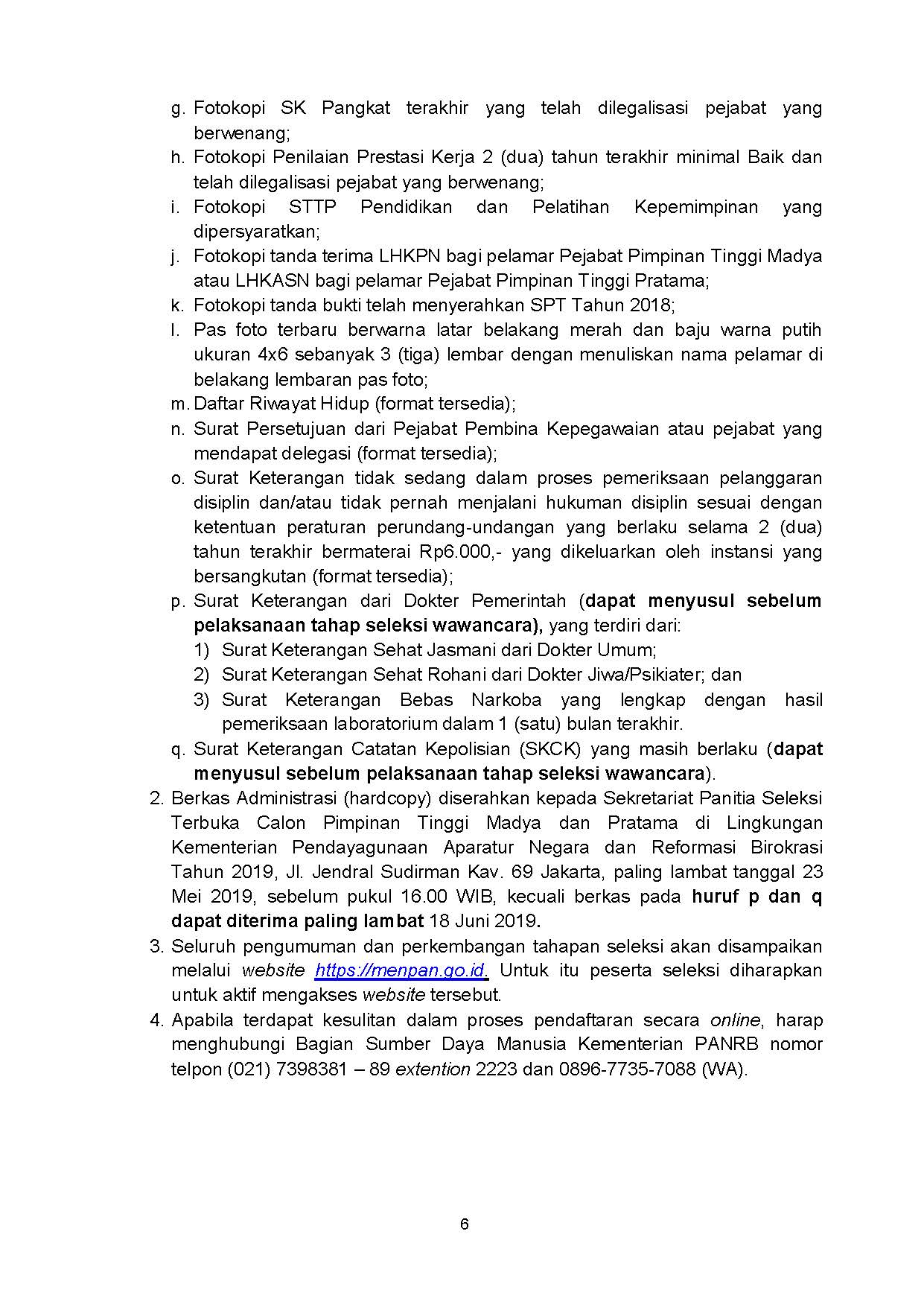 20190429 Pengumuman Seleksi Terbuka JPT Kementerian PANRB 2019 Page 6