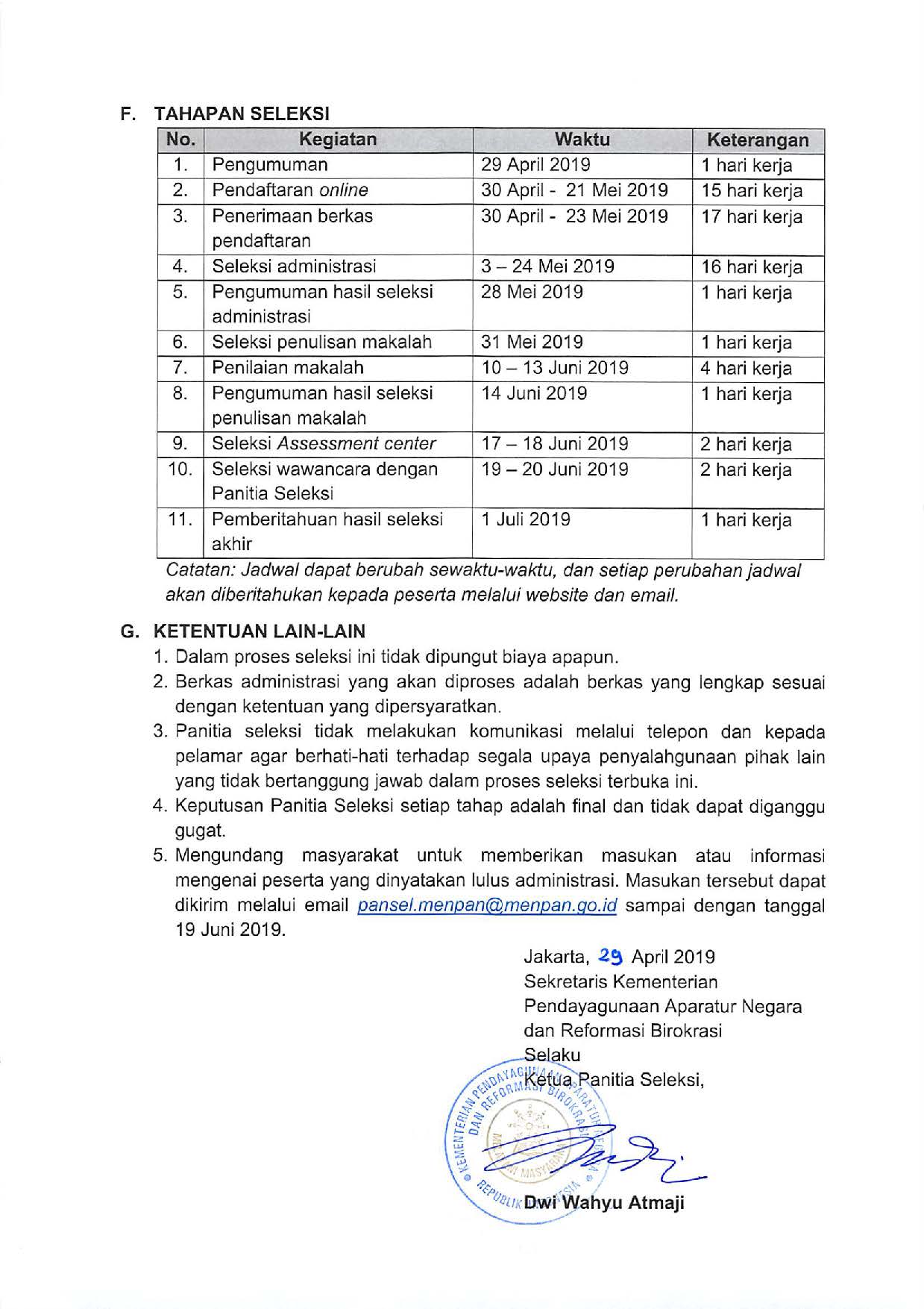 20190429 Pengumuman Seleksi Terbuka JPT Kementerian PANRB 2019 Page 7