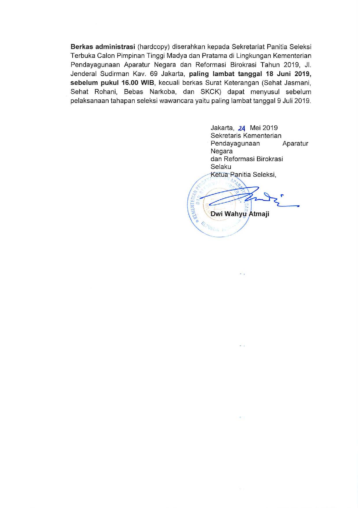20190524 Pengumuman Perpanjangan Masa Pendaftaran Selter JPT Menpan 2019 Page 2
