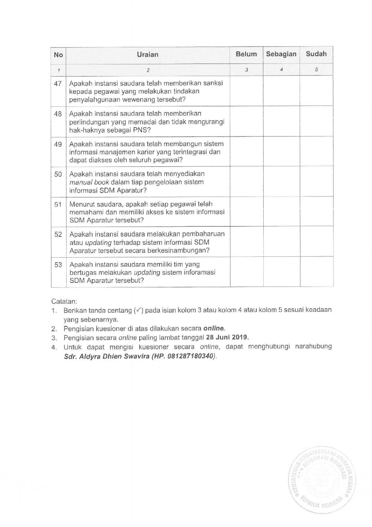 20190617 Surat Deputi Bidang SDM Aparatur Pemantauan dan Evaluasi Penerapan Manajemen Karier Pada Instansi Pemerintah Page 24