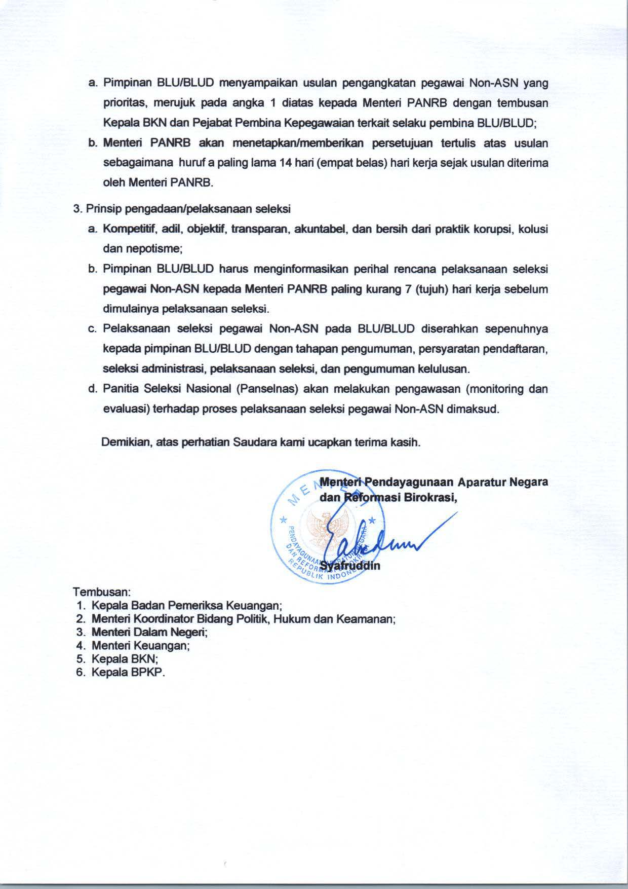 20191009 Surat Menteti PANRB BLU BLUD Transisi Pengaturan Pengangkatan Pegawai Non ASN Page 2