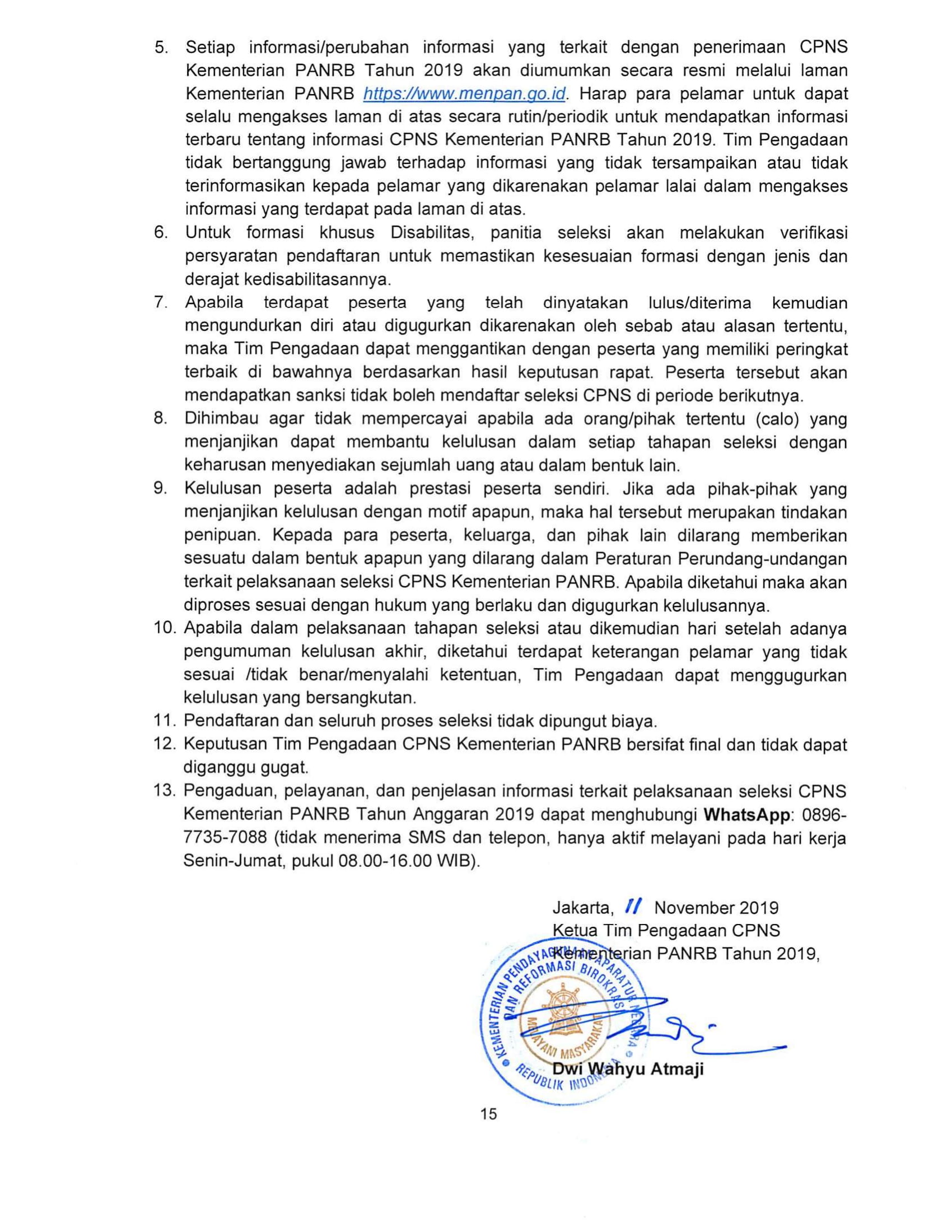 20191111 Pengumuman Pengadaan CPNS Kementerian PANRB 2019 15