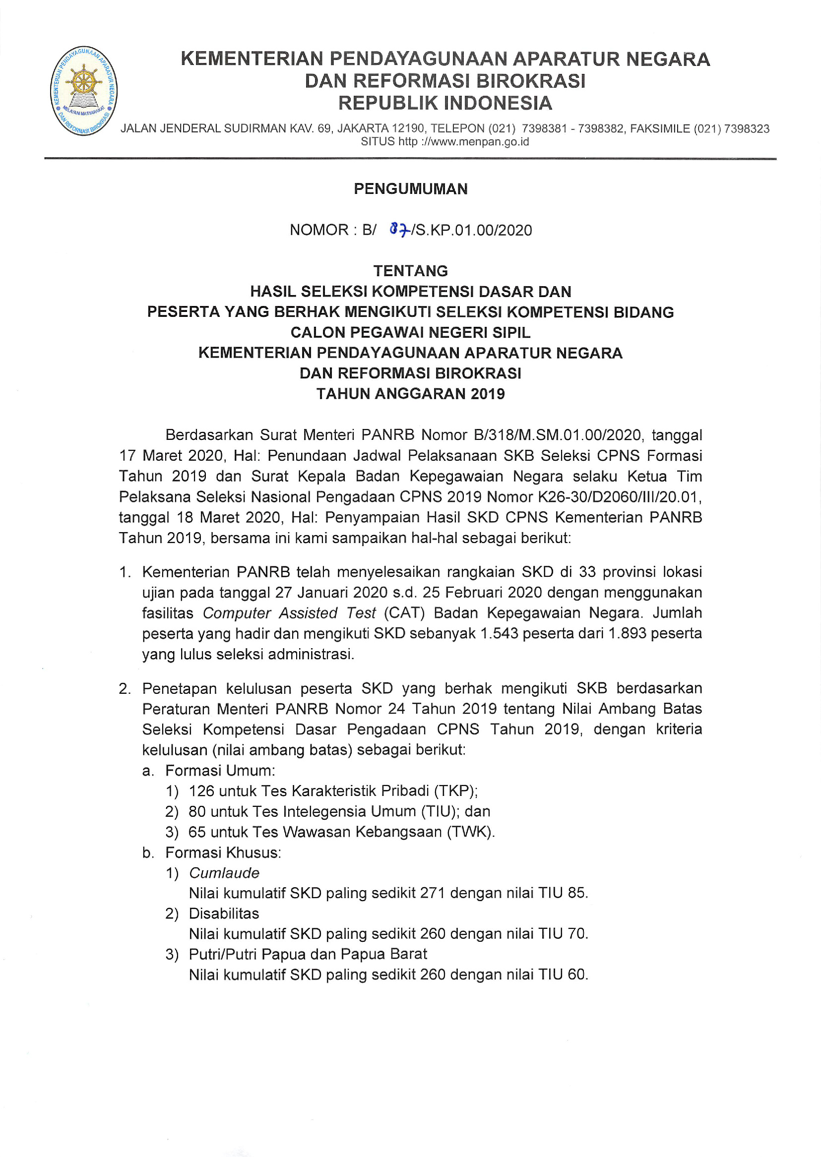 20200323 Pengumuman CPNS KEMEMPAN TA2019 01