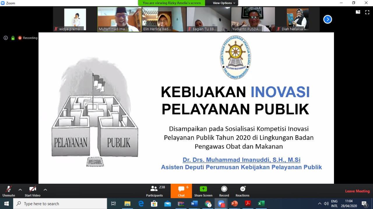 20200428 Siap Ikuti Kompetisi Inovasi Pelayanan Publik BPOM Kumpulkan 121 Inovasi 1