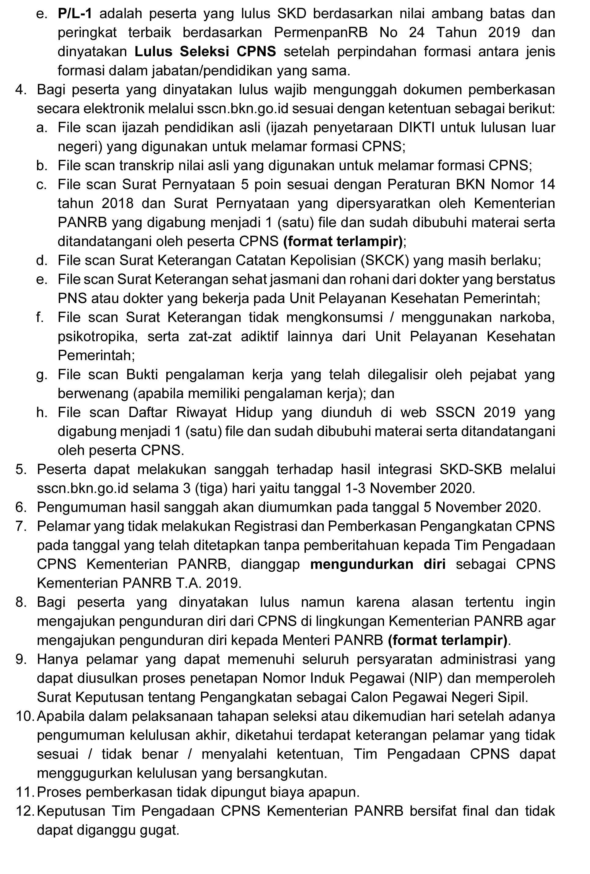 20201030 Pengumuman Hasil Akhir CPNS Kementerian PANRB 2019 2