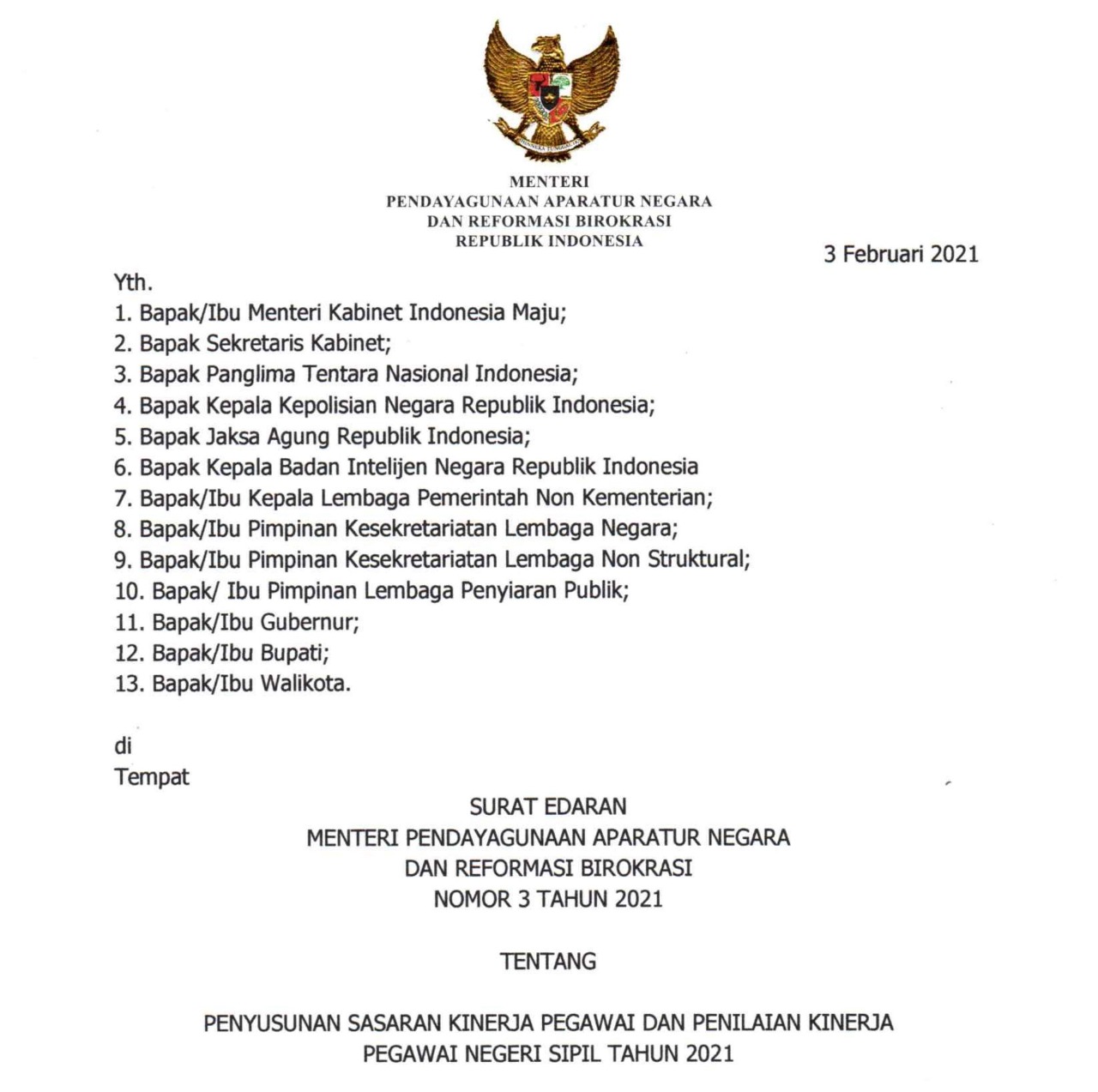 20210226 Pemerintah Terbitkan Pedoman Penyusunan SKP dan Penilaian Kinerja Pegawai Tahun 2021