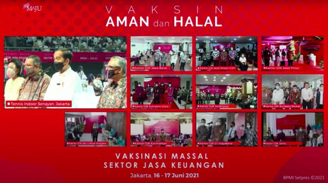 20210617 Presiden Tinjau Vaksinasi bagi Pelaku Sektor Jasa Keuangan