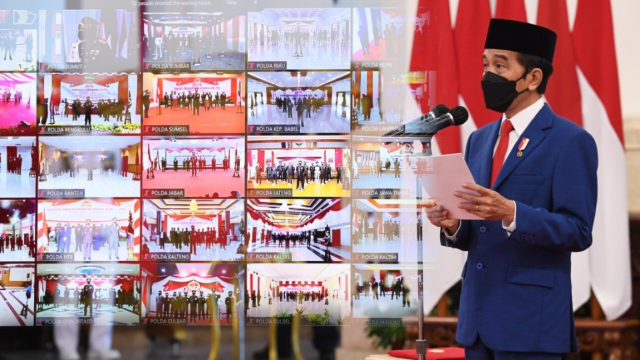 20210702 Peringatan Hari Bhayangkara ke 75 Presiden Apresiasi Peran Polri Turut Tangani Pandemi