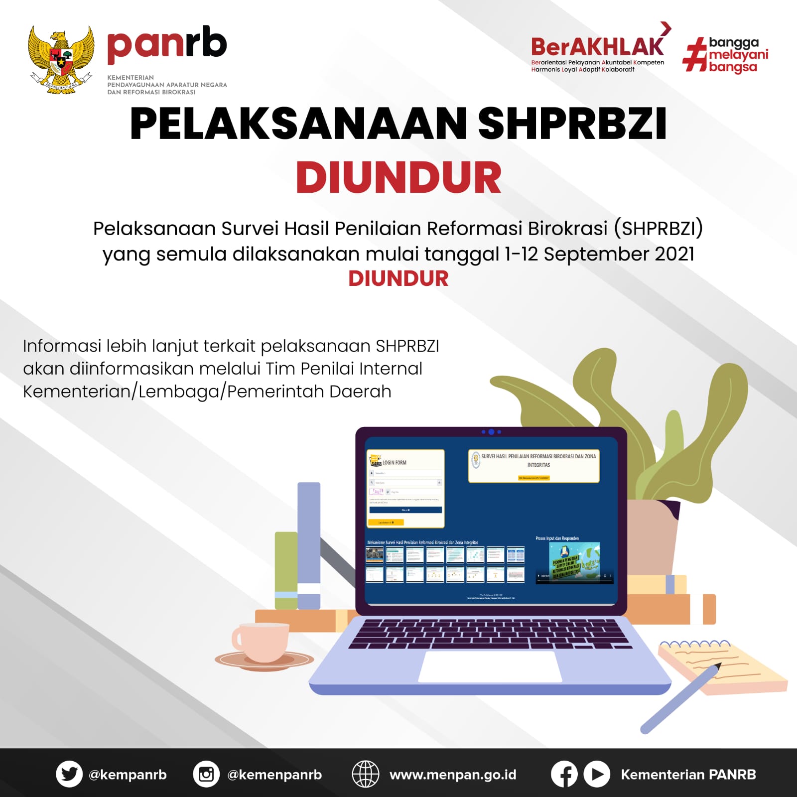 20210903 Pelaksanaan Survei Hasil Penilaian Reformasi Birokrasi dan Zona Integritas 2021 Ditunda 1