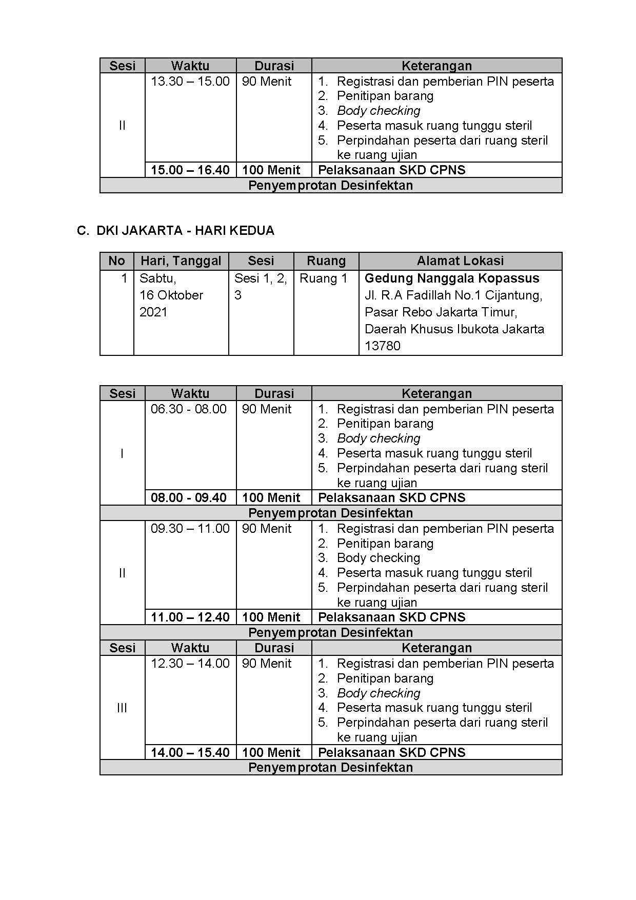 20210913 Lampiran I Pengumuman Jadwal Lokasi Mandiri SKD Lampung Jakarta Jatim Page 2