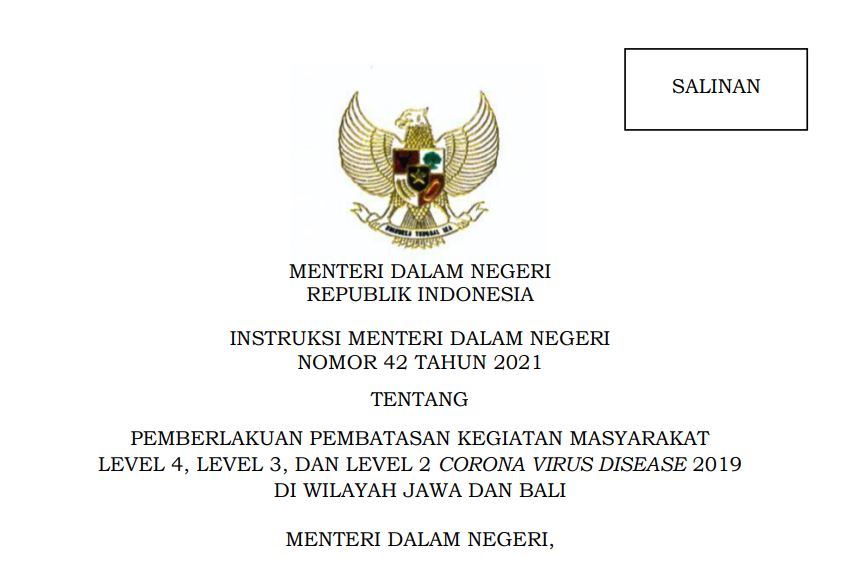 20210914 Inilah Wilayah PPKM Level 4 3 dan 2 di Jawa Bali Periode 14 20 September 2021