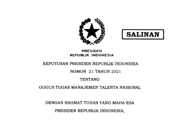 20211222 Presiden Terbitkan Keppres tentang Gugus Tugas Manajemen Talenta Nasional