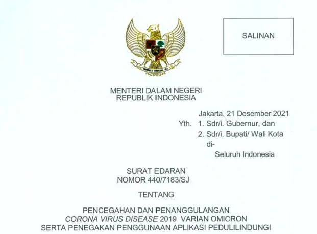 20211223 Mendagri Terbitkan Edaran Pencegahan dan Penanggulangan Varian Omicron