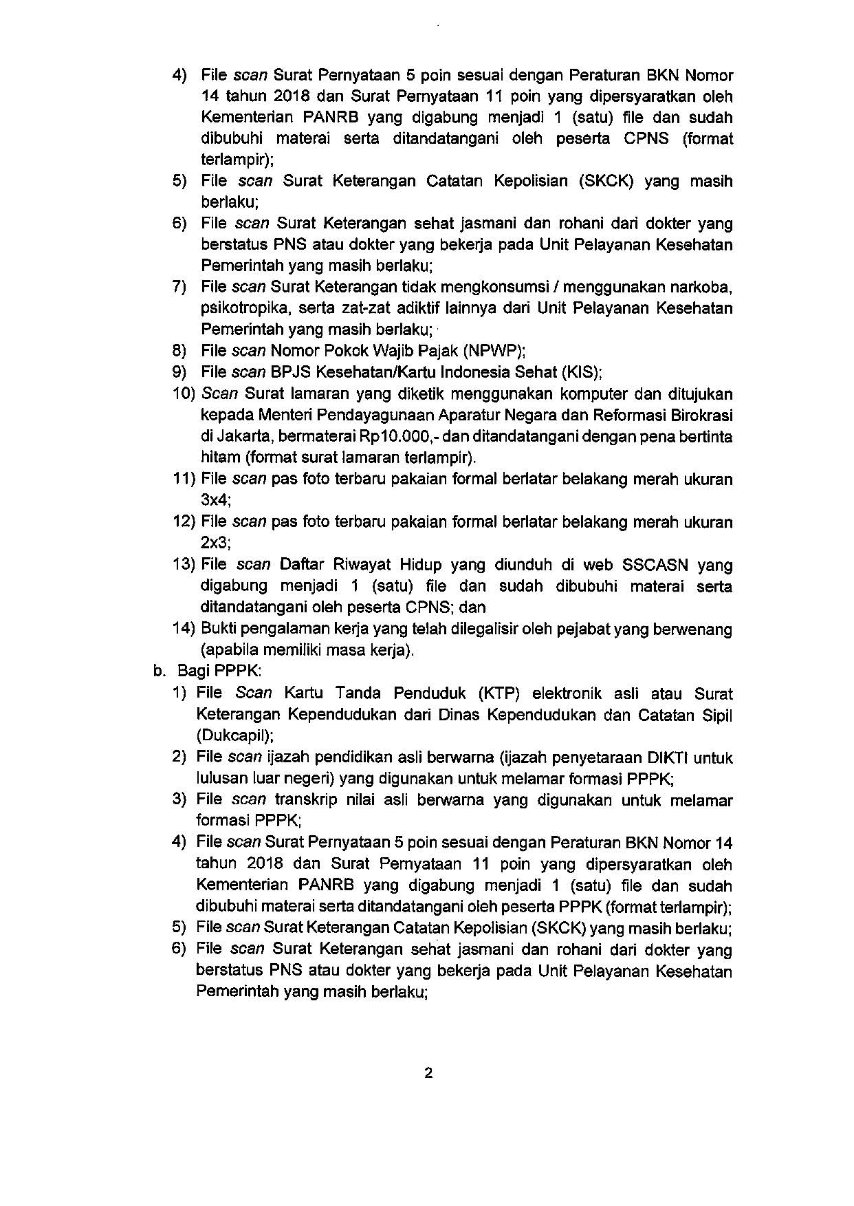 20220104 1Pengumuman B 1 KP.01.00 2022 Hasil Sanggah Pelamar Pangadaan ASN Page 2