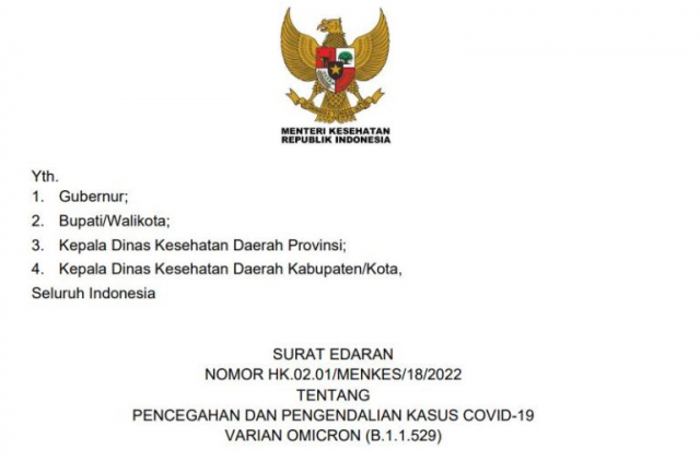 20220124 Menkes Terbitkan Ketentuan Isolasi Mandiri Bagi Pasien Omicron