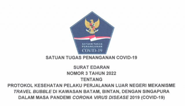 20220128 Inilah Ketentuan Satgas COVID 19 Mengenai Travel Bubble Batam Bintan dan Singapura
