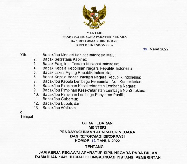 20220325 SE Menteri PANRB No. 11 2022