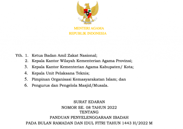 20220404 Kemenag Terbitkan Pedoman Penyelenggaraan Ibadah Ramadan dan Idulfitri 1443H