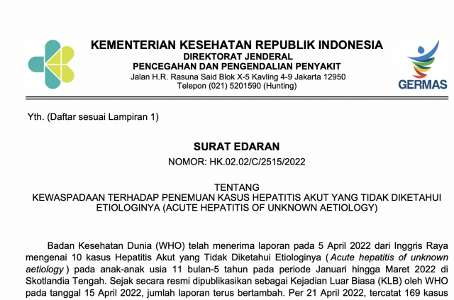 20220509 Kemenkes Terbitkan Edaran Kewaspadaan terhadap Penemuan Kasus Hepatitis Akut