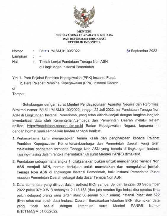 20221003 Surat Menteri PANRB no 1917