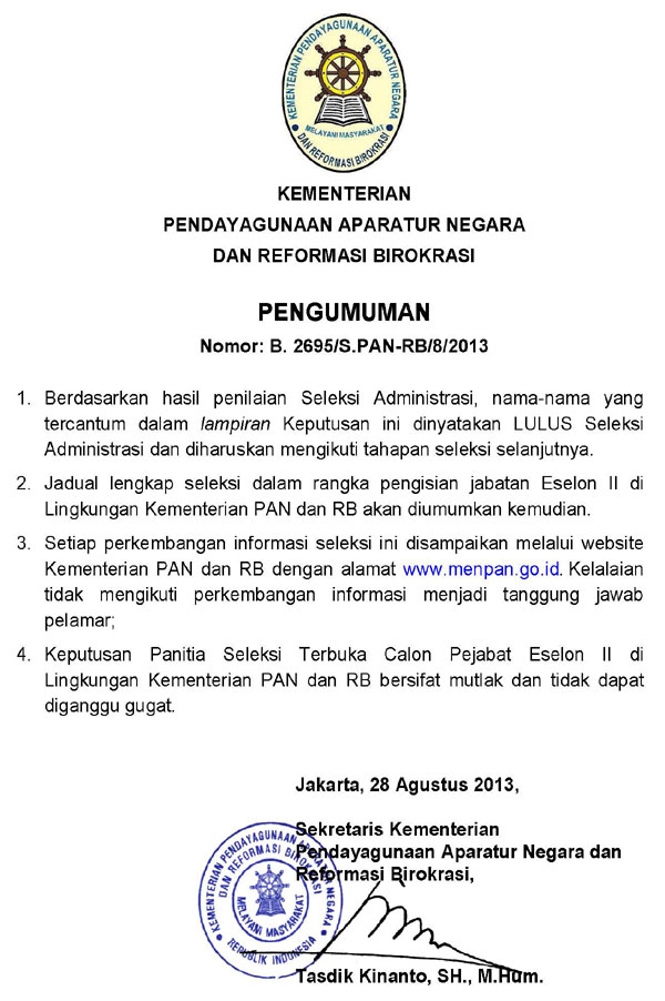 PENGUMUMAN Adm II