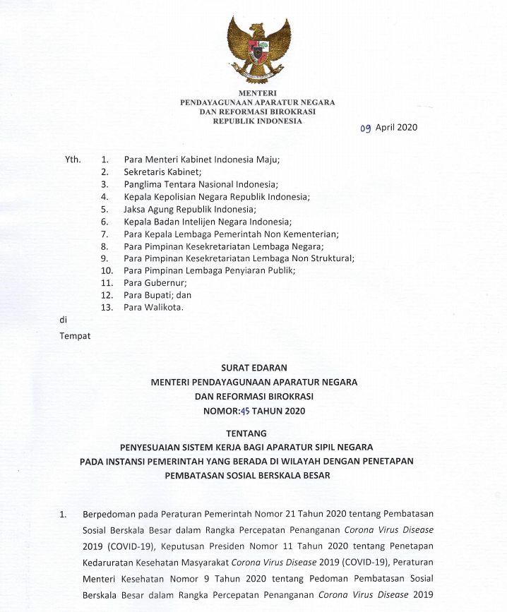 20200410 SE Menteri PANRB 45 2020