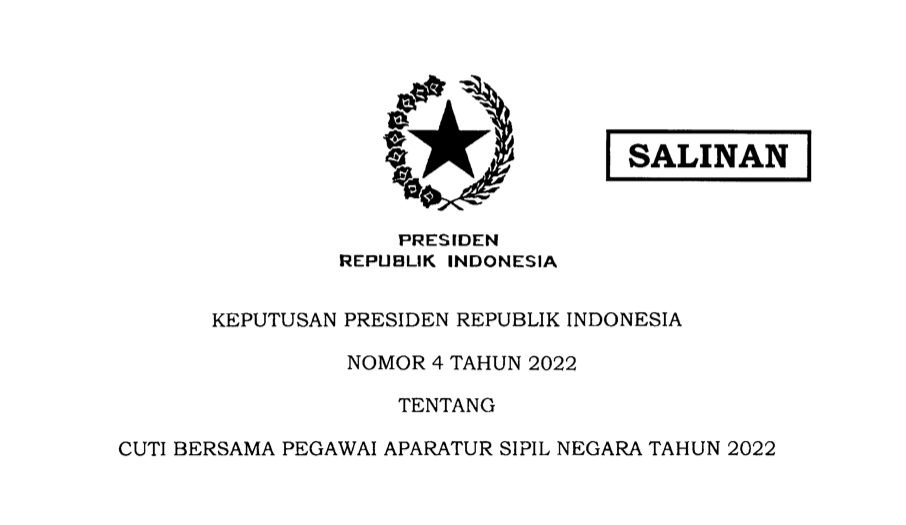20220427 Presiden Terbitkan Keppres Cuti Bersama bagi ASN
