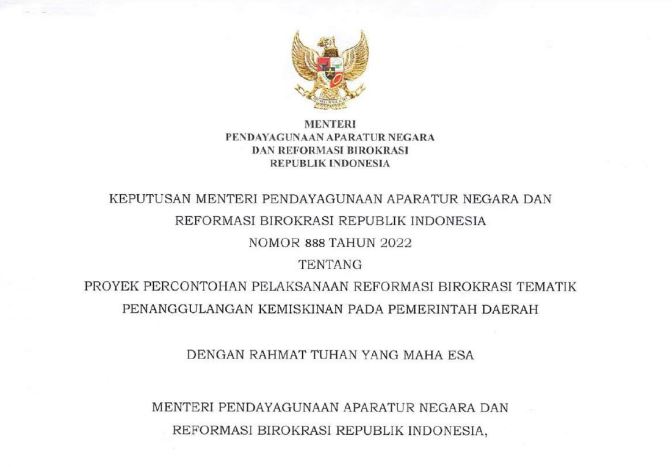 20220921 Sembilan Pemda Ditetapkan Jadi Proyek Percontohan Pelaksanaan RB Tematik 1